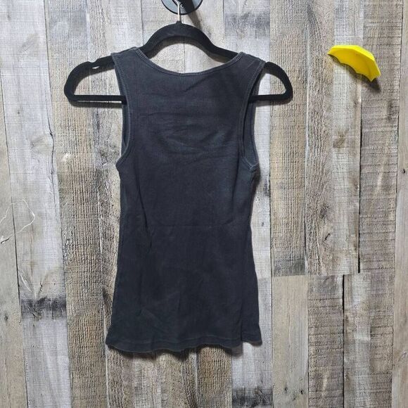 Vintage Y2K Black Ribbed McBling Embellished Biker Tank - Picture 4 of 4
